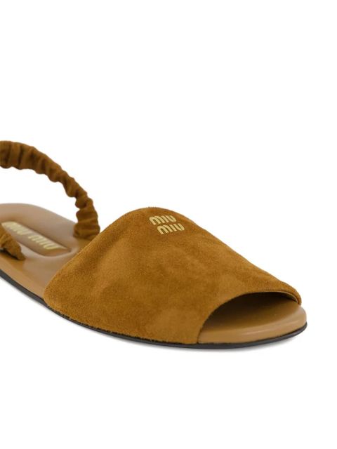 Miu Miu Ruches elastic-sling suede sandals - Brown