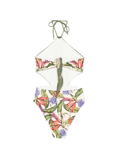 FARM Rio Strilitzia cut-out floral-print swimsuit - Neutrals - zdjęcie produktu nr 2