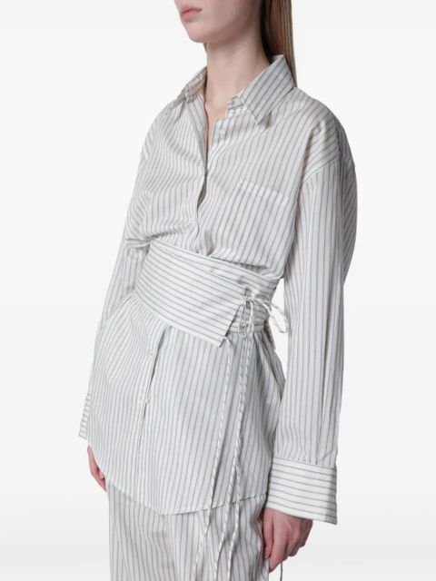 Róhe striped belted shirt - White