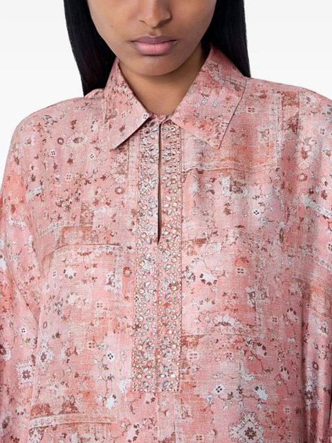 Max Mara button-placket long-sleeved maxi dress - Pink