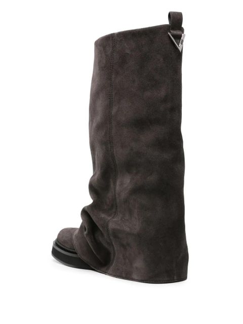 The Attico Robin layered suede boots - Grey