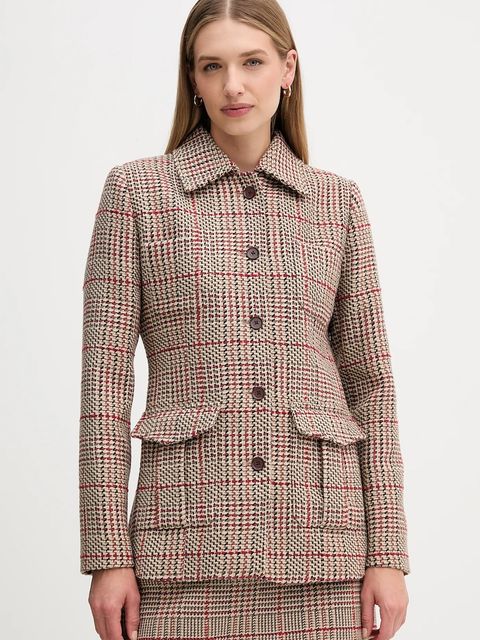 Tommy Hilfiger płaszcz z domieszką wełny kolor brązowy WW0WW46656 - zdjęcie produktu nr 1