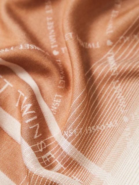TWINSET logo-detail pattern scarf - Neutrals