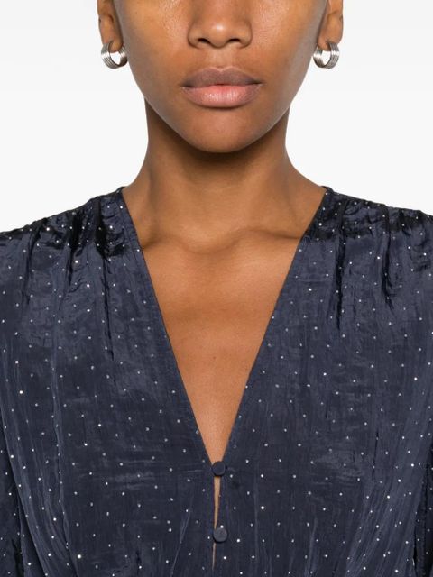 Maje crystal-embellished V-neck mini dress - Blue