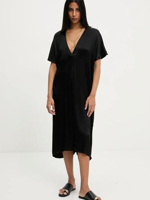 Answear.LAB sukienka kolor czarny midi oversize