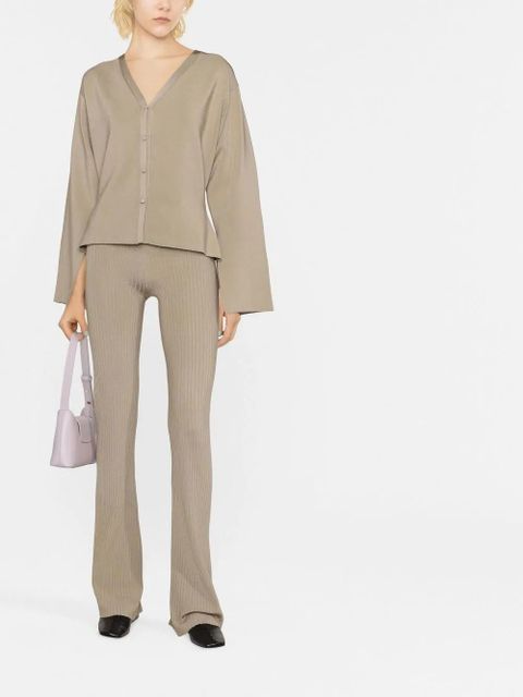 Nanushka slit-front ribbed slim trousers - Neutrals