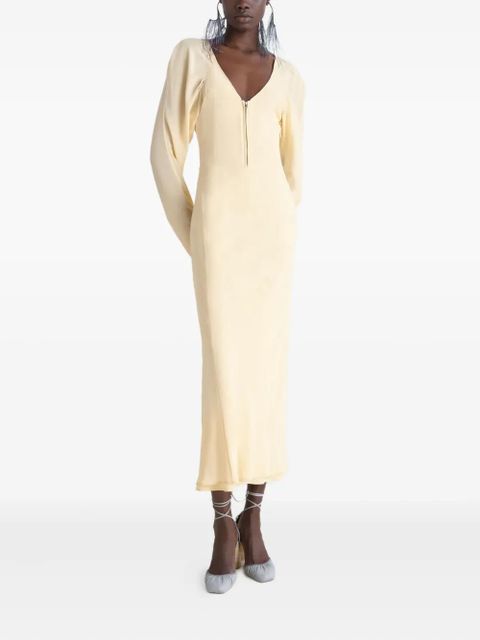 LEMAIRE half-zip raglan-sleeve midi dress - Yellow