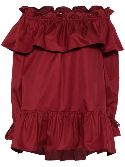Saint Laurent ruffled cotton mini dress - Red - zdjęcie produktu nr 1