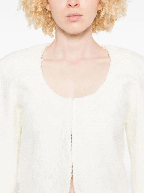 Jacquemus cropped tweed jacket - White