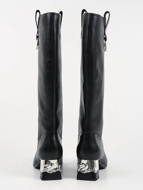 Karl Lagerfeld kozaki skórzane KAYLA damskie kolor czarny na słupku KL35470