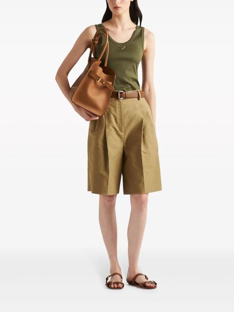 Prada triangle-logo ribbed-knit tank top - Green - zdjęcie produktu nr 2