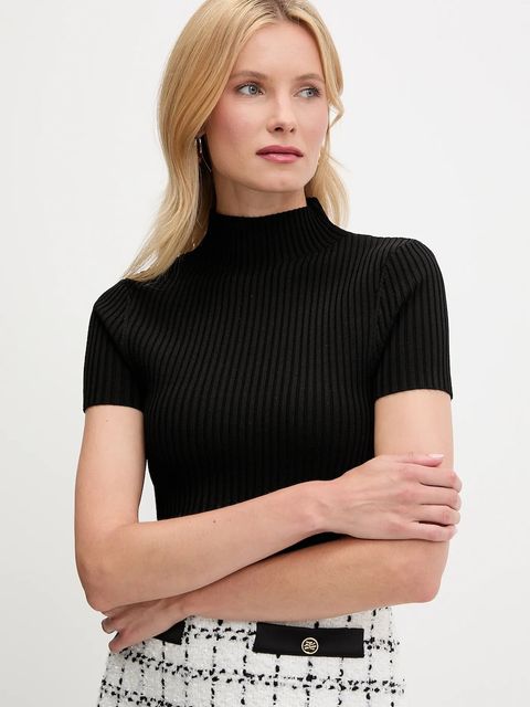 Guess sweter JAYLA damski kolor czarny z półgolfem W5YR04 Z0040