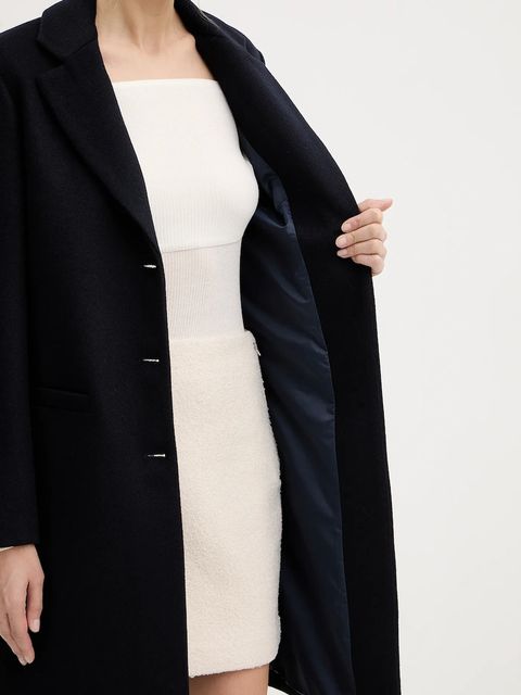 Liu Jo płaszcz z dodatkiem wełny kolor granatowy MF5149 T165A