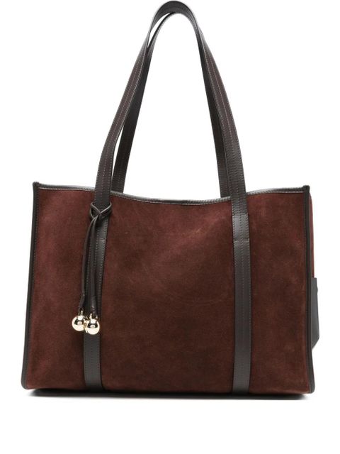 SANDRO suede leather-trimmed tote bag - Brown - zdjęcie produktu nr 1