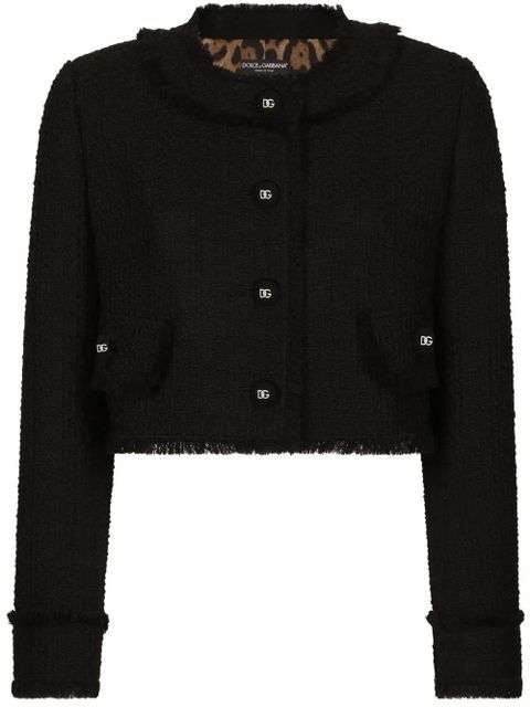 Dolce & Gabbana DG-buttons cropped tweed jacket - Black - zdjęcie produktu nr 1