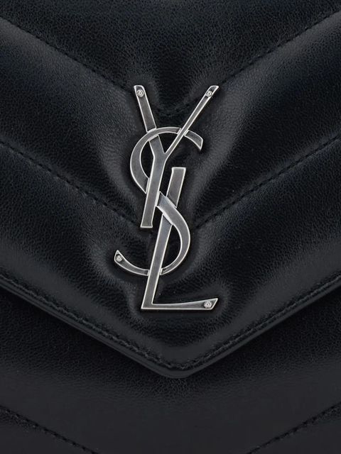 Saint Laurent small Loulou chevron logo-plaque shoulder bag - Black