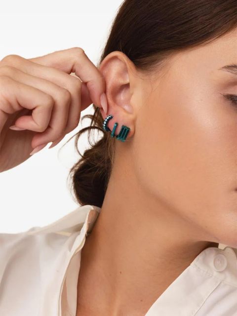 EÉRA 18K white gold square mini hoop - Silver