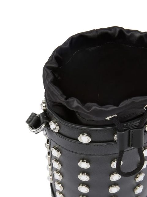PINKO crystal-embellished leather bucket bag - Black