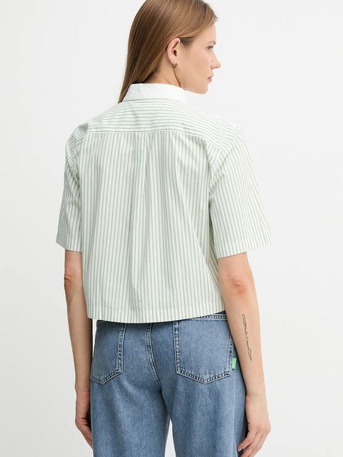 United Colors of Benetton koszula bawełniana damska kolor zielony relaxed z kołnierzykiem klasycznym 59T7DQ0CI