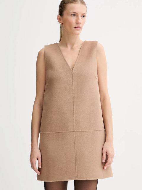 Calvin Klein sukienka z dodatkiem wełny kolor beżowy mini rozkloszowana LV044D017G