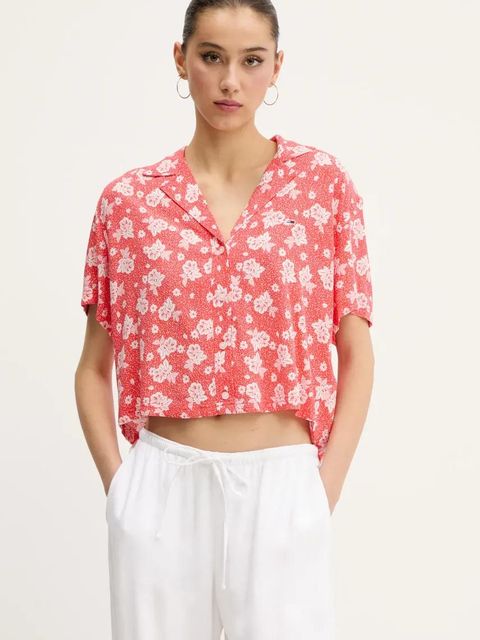 Tommy Jeans koszula damska kolor pomarańczowy relaxed z kołnierzykiem klasycznym DW0DW20285 - zdjęcie produktu nr 1