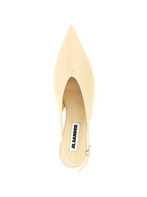 Jil Sander craquelé V-neck slingback pumps - Neutrals