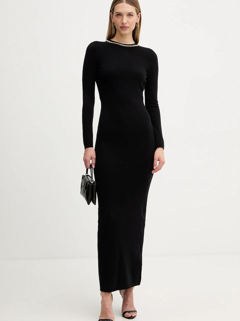 Marciano by Guess sukienka z dodatkiem wełny ABEL kolor czarny maxi dopasowana 5BGK03 5782Z
