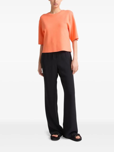 Yves Salomon knitted cropped T-shirt - Orange