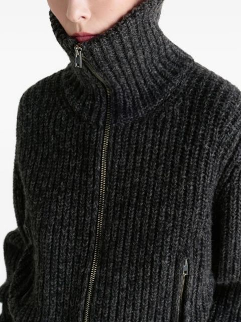 LEMAIRE ribbed zip-up cardigan - Brown