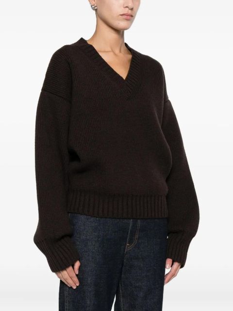 Róhe V-neck ribbed-knit jumper - Brown - zdjęcie produktu nr 2