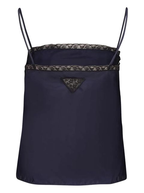 Prada lace-trimmed tank top - Blue