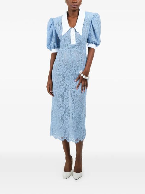 Rowen Rose lace polo-collar midi dress - Blue - zdjęcie produktu nr 2