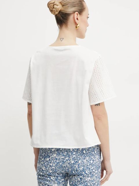 Weekend Max Mara bluzka bawełniana damska kolor biały gładka 2515941072600