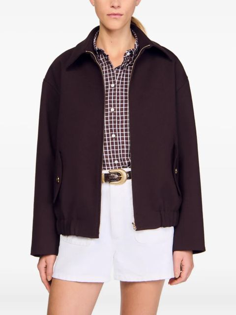 SANDRO zip-fastening elasticated-hem jacket - Brown