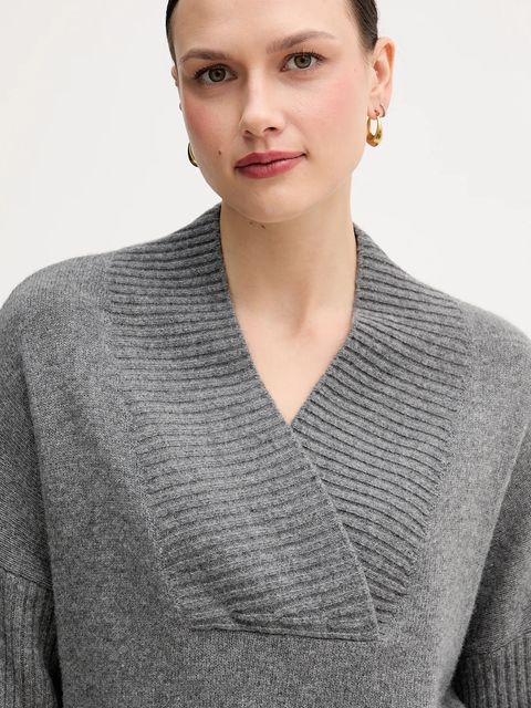 United Colors of Benetton sweter z dodatkiem wełny damski kolor szary 1444D403H