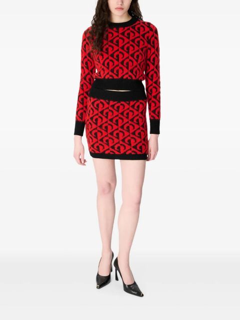 Marine Serre Moon lozenge-knit miniskirt - Red