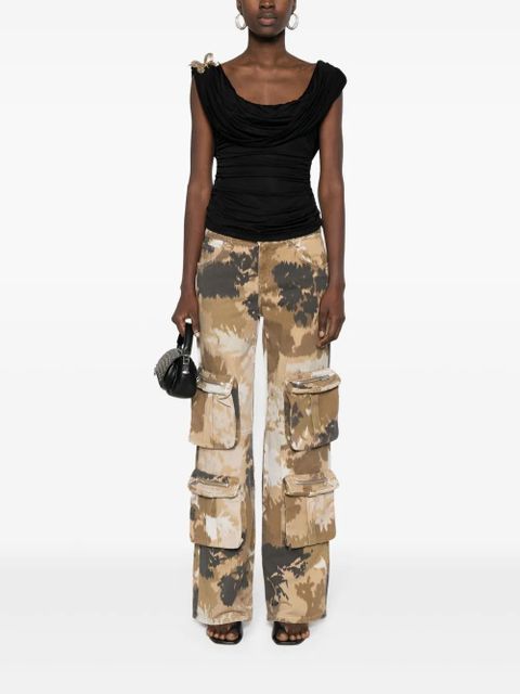 Blumarine Chiné camouflage-print cargo jeans - Brown