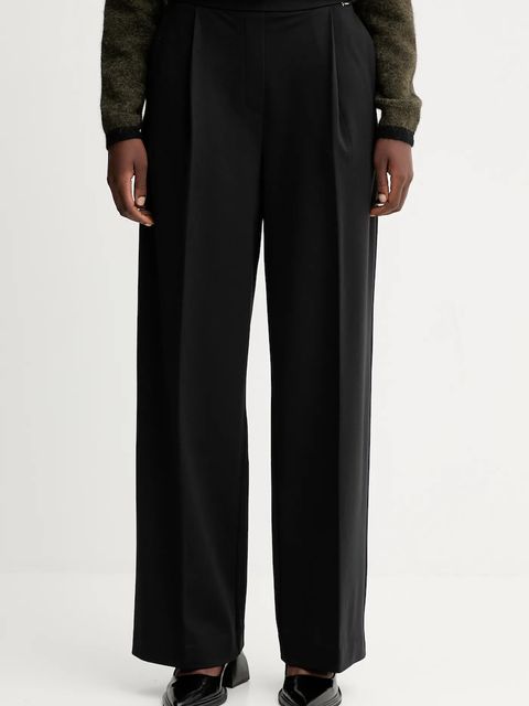 Calvin Klein spodnie damskie kolor czarny szerokie high waist LV044D663G - zdjęcie produktu nr 1