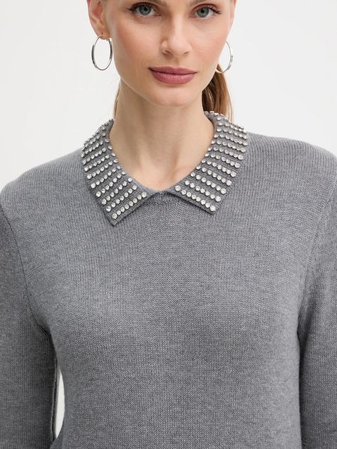 Pinko sweter z domieszką wełny damski kolor szary 105530 A2S4 - zdjęcie produktu nr 2