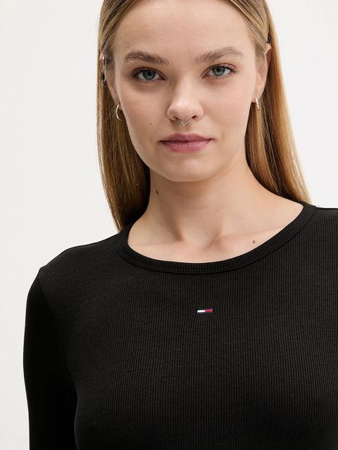 Tommy Jeans longsleeve 2-pack damski kolor czarny DW0DW17716