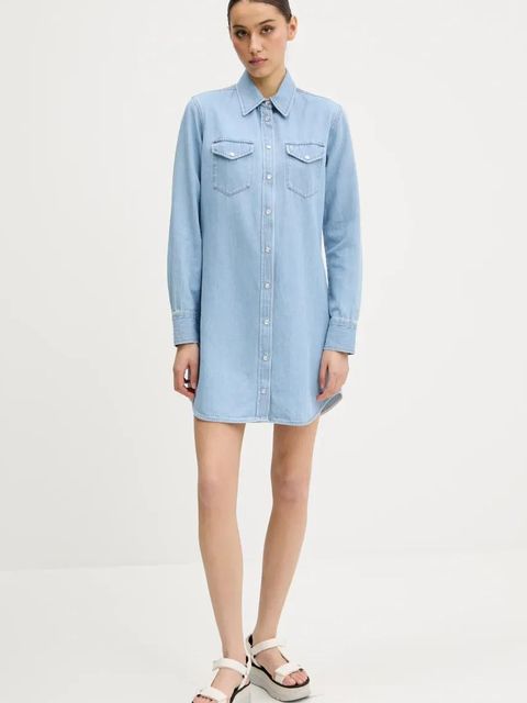 Tommy Jeans sukienka jeansowa kolor niebieski mini prosta DW0DW20111