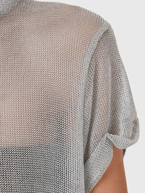 AllSaints bluzka THEA damska kolor srebrny W207JC