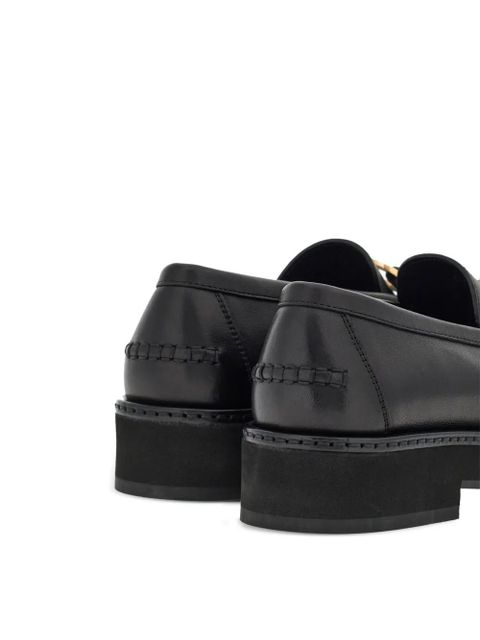 Ferragamo Gancini-plaque leather loafers - Black