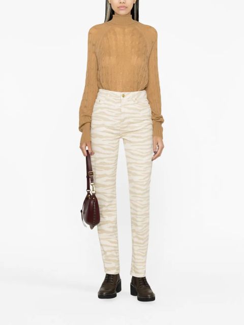 ETRO cable-knit roll-neck jumper - Brown