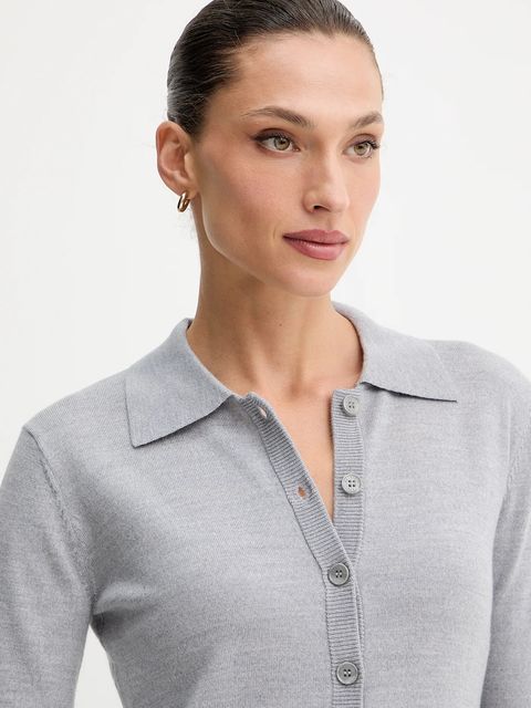 Patrizia Pepe kardigan wełniany damski kolor szary lekki 2K0343 KM36