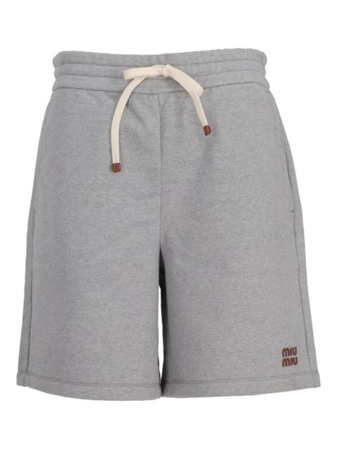 Miu Miu logo-embroidered fleece shorts - Grey - zdjęcie produktu nr 1