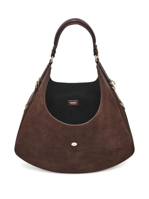 GANNI logo-plaque shoulder bag - Brown