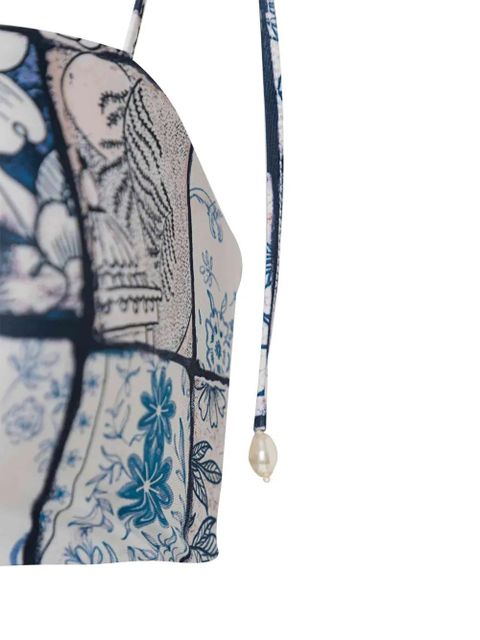 Agua By Agua Bendita Primavera Porcelana tile-print bikini top - Blue - zdjęcie produktu nr 2