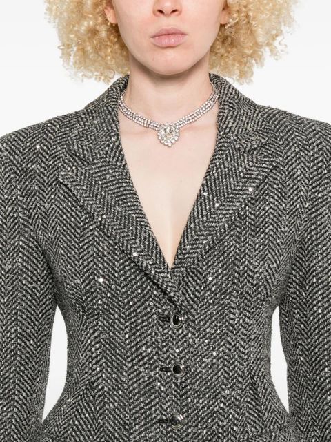 Alessandra Rich sequin tweed coat - Grey