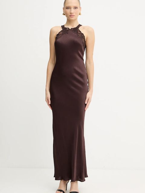Twinset sukienka kolor brązowy maxi dopasowana 252TT2240
